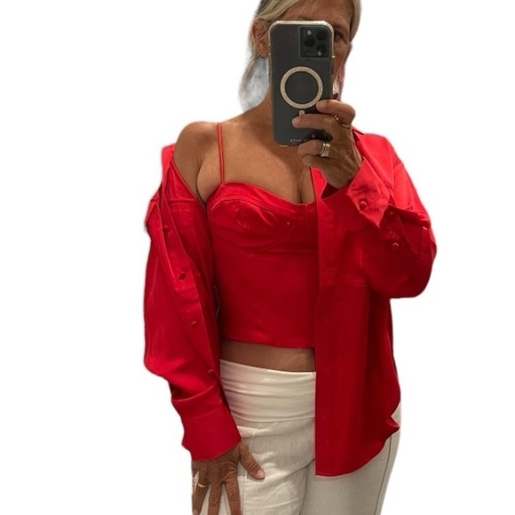 Jason Wu Satin Bustier and Buttons Down Blouse Top Set.Size M - Picture 2 of 16